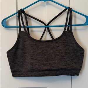 GAIAM Charcoal Gray Strappy Cross-Back Sports Bra